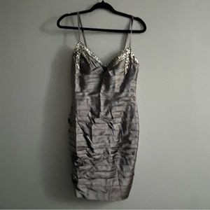 Adriana Papell gray sequin dress size 6